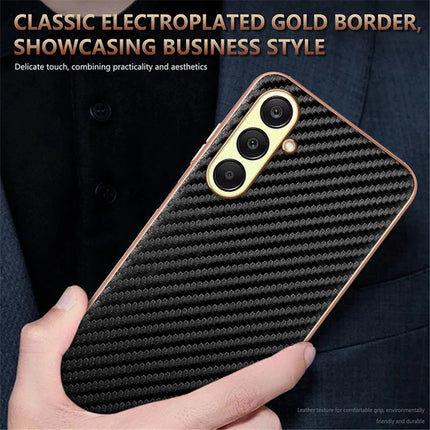 AZNS For Samsung Galaxy A56 5G Case Electroplating Carbon Fiber Texture PU + TPU Phone Cover