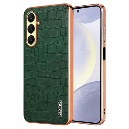 AZNS For Samsung Galaxy A56 5G Case Electroplating Crocodile Texture PU + TPU Phone Cover - Green