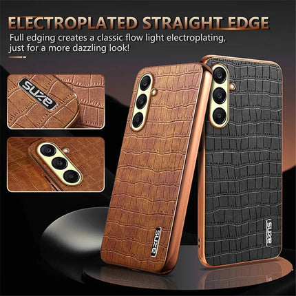 AZNS For Samsung Galaxy A56 5G Case Electroplating Crocodile Texture PU + TPU Phone Cover