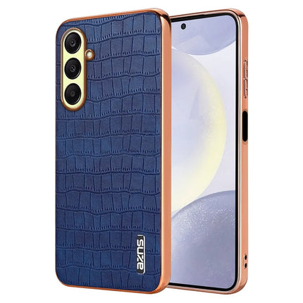AZNS For Samsung Galaxy A56 5G Case Electroplating Crocodile Texture PU + TPU Phone Cover - Blue