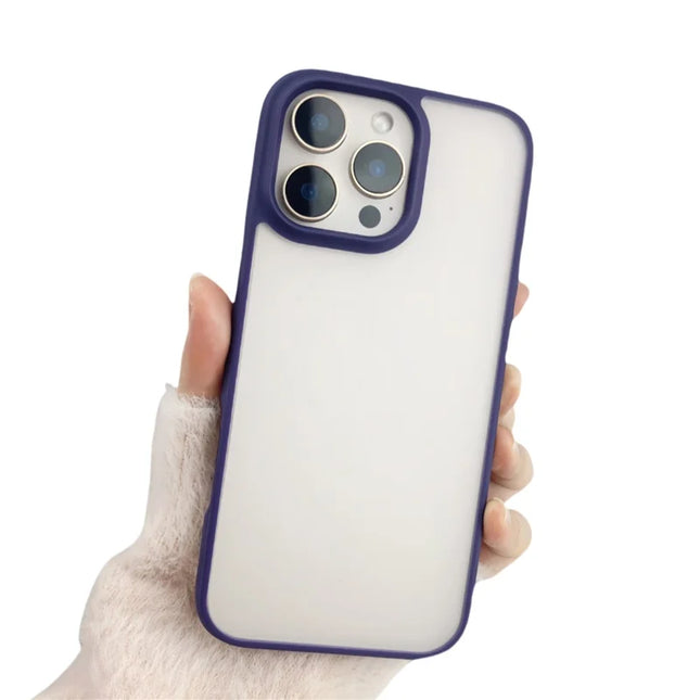For iPhone 16 Pro Max Case Curved Frame PC + TPU Phone Cover Anti Drop Protection - Dark Purple