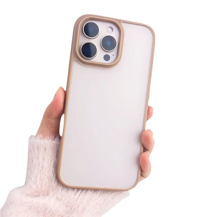 For iPhone 16 Pro Max Case Curved Frame PC + TPU Phone Cover Anti Drop Protection - Desert Gold