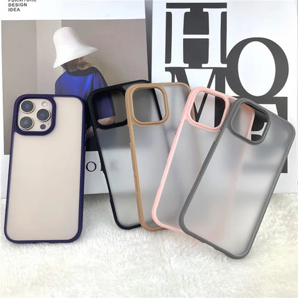 For iPhone 16 Pro Max Case Curved Frame PC + TPU Phone Cover Anti Drop Protection