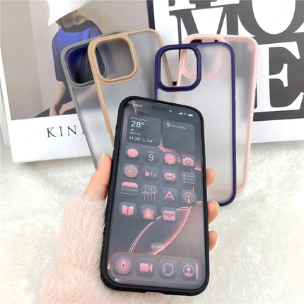 For iPhone 16 Pro Max Case Curved Frame PC + TPU Phone Cover Anti Drop Protection