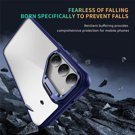 For Samsung Galaxy S23 Case Lens Frame Kickstand TPU + Acrylic Protective Phone Cover