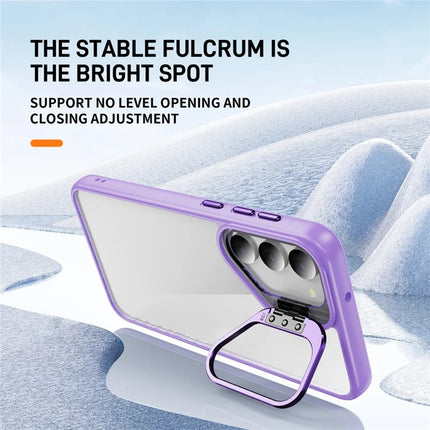 For Samsung Galaxy S23 Case Lens Frame Kickstand TPU + Acrylic Protective Phone Cover