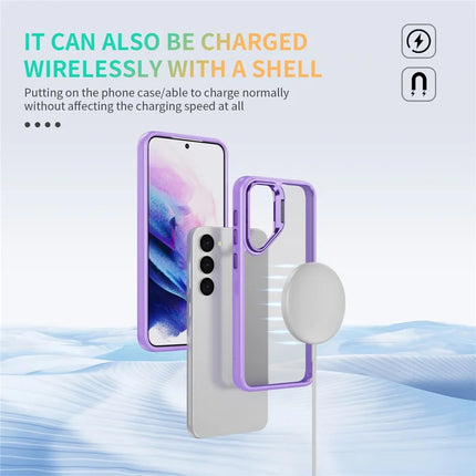 For Samsung Galaxy S23 Case Lens Frame Kickstand TPU + Acrylic Protective Phone Cover