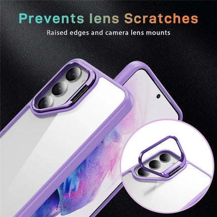 For Samsung Galaxy S23 Case Lens Frame Kickstand TPU + Acrylic Protective Phone Cover