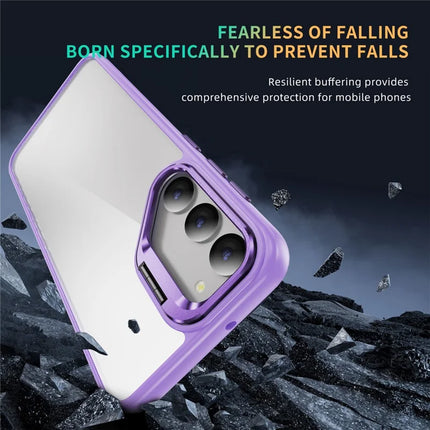 For Samsung Galaxy S23 Case Lens Frame Kickstand TPU + Acrylic Protective Phone Cover