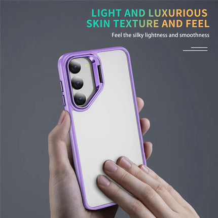 For Samsung Galaxy S23 Case Lens Frame Kickstand TPU + Acrylic Protective Phone Cover