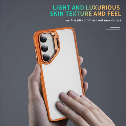 For Samsung Galaxy S23 Case Lens Frame Kickstand TPU + Acrylic Protective Phone Cover