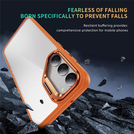 For Samsung Galaxy S23 Case Lens Frame Kickstand TPU + Acrylic Protective Phone Cover
