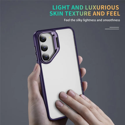 For Samsung Galaxy S23 Case Lens Frame Kickstand TPU + Acrylic Protective Phone Cover