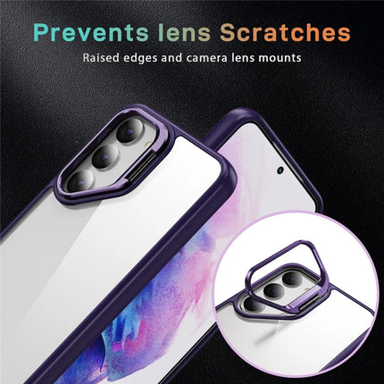 For Samsung Galaxy S23 Case Lens Frame Kickstand TPU + Acrylic Protective Phone Cover