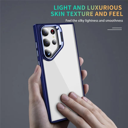 For Samsung Galaxy S23 Ultra Case Lens Frame Kickstand TPU + Acrylic Protective Phone Cover