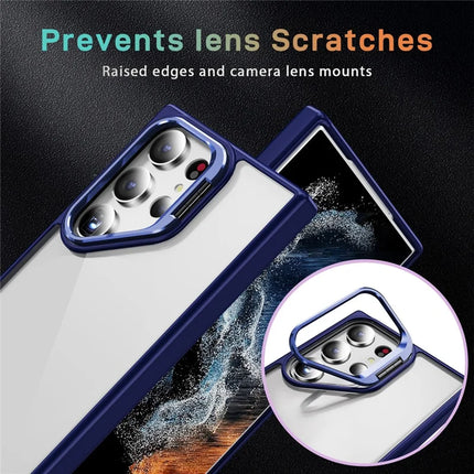 For Samsung Galaxy S23 Ultra Case Lens Frame Kickstand TPU + Acrylic Protective Phone Cover
