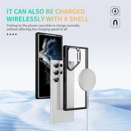 For Samsung Galaxy S23 Ultra Case Lens Frame Kickstand TPU + Acrylic Protective Phone Cover