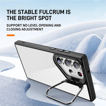 For Samsung Galaxy S23 Ultra Case Lens Frame Kickstand TPU + Acrylic Protective Phone Cover