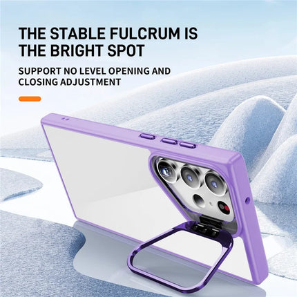 For Samsung Galaxy S23 Ultra Case Lens Frame Kickstand TPU + Acrylic Protective Phone Cover