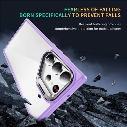 For Samsung Galaxy S23 Ultra Case Lens Frame Kickstand TPU + Acrylic Protective Phone Cover