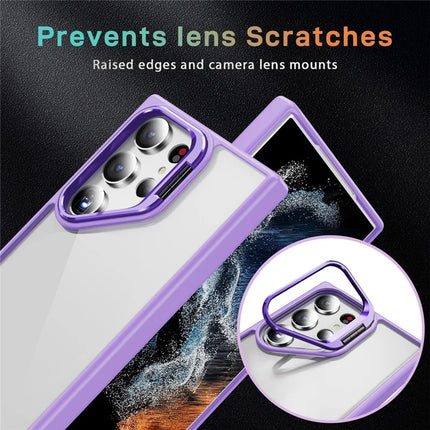 For Samsung Galaxy S23 Ultra Case Lens Frame Kickstand TPU + Acrylic Protective Phone Cover