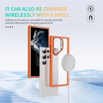 For Samsung Galaxy S23 Ultra Case Lens Frame Kickstand TPU + Acrylic Protective Phone Cover