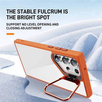 For Samsung Galaxy S23 Ultra Case Lens Frame Kickstand TPU + Acrylic Protective Phone Cover