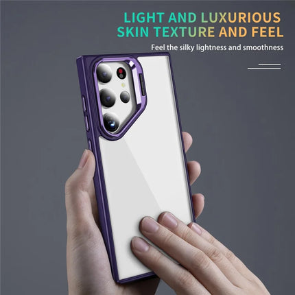 For Samsung Galaxy S23 Ultra Case Lens Frame Kickstand TPU + Acrylic Protective Phone Cover