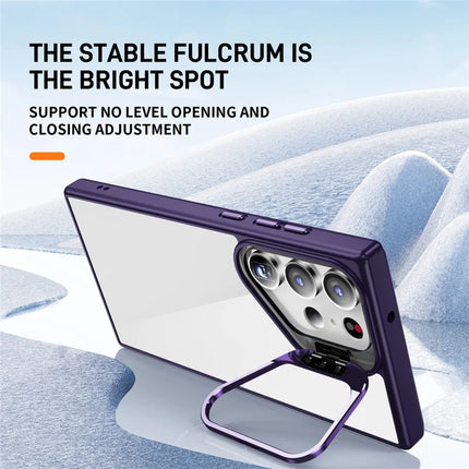 For Samsung Galaxy S23 Ultra Case Lens Frame Kickstand TPU + Acrylic Protective Phone Cover