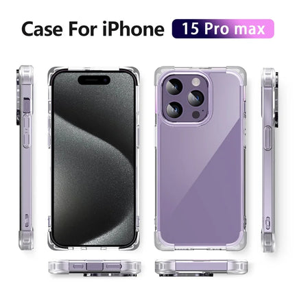 For iPhone 15 Pro Max Case Reinforced Corners TPU + Acrylic Clear Phone Back Cover