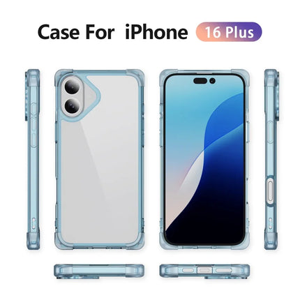 For iPhone 16 Plus Case Reinforced Corners TPU + Acrylic Clear Phone Back Cover