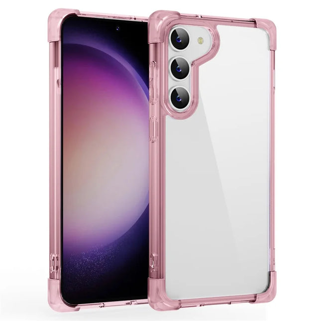 For Samsung Galaxy S23 Case Reinforced Corners TPU + Acrylic Clear Phone Back Cover - Transparent Pink