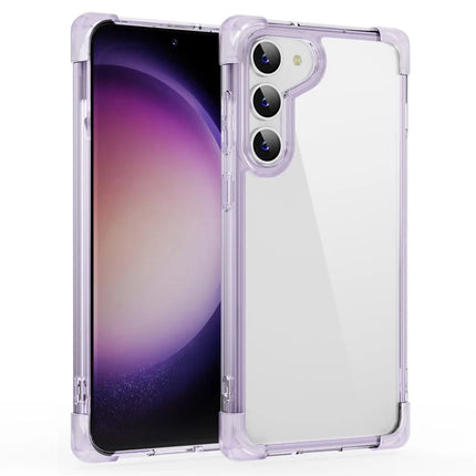 For Samsung Galaxy S23 Case Reinforced Corners TPU + Acrylic Clear Phone Back Cover - Transparent Purple