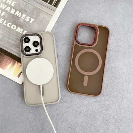 For iPhone 16 Pro Max Case Compatible with MagSafe TPU + Acrylic Phone Back Cover Diamond Texture