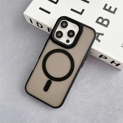 For iPhone 16 Pro Max Case Compatible with MagSafe TPU + Acrylic Phone Back Cover Diamond Texture - Black