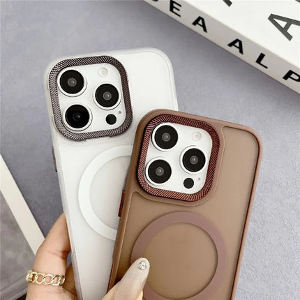 For iPhone 16 Pro Max Case Compatible with MagSafe TPU + Acrylic Phone Back Cover Diamond Texture