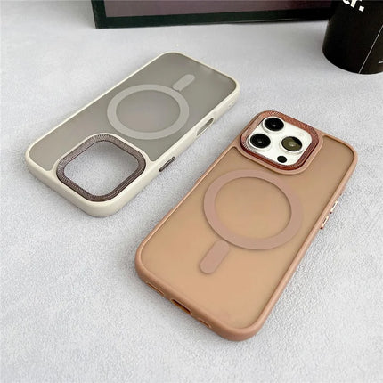 For iPhone 16 Pro Max Case Compatible with MagSafe TPU + Acrylic Phone Back Cover Diamond Texture