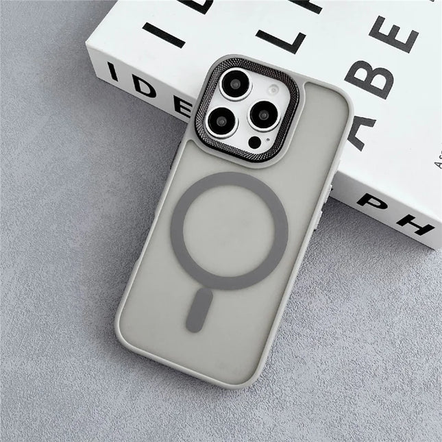 For iPhone 16 Pro Case Compatible with MagSafe TPU + Acrylic Phone Back Cover Diamond Texture - Grey