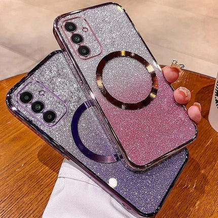 For Samsung Galaxy S23 FE Case Compatible with MagSafe Electroplated Gradient Glitter TPU Phone Cover