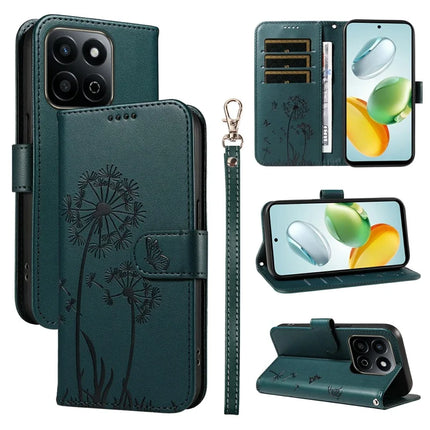 Leather Case for Honor Play 60 Plus 5G / 200 Smart 5G / Play 9T / X7c 4G Wallet Phone Cover Dandelion Imprint - Blue