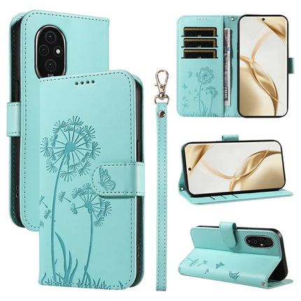 For Honor 200 5G Leather Case Wallet Phone Cover Dandelion Imprint - Green