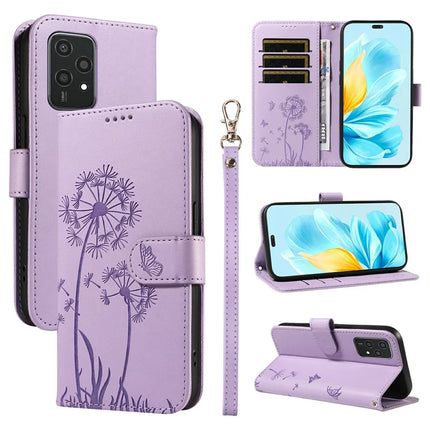 For Honor 200 Lite Leather Case Wallet Phone Cover Dandelion Imprint - Purple