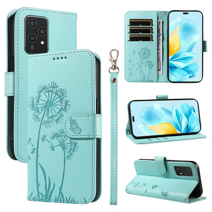 For Honor 200 Lite Leather Case Wallet Phone Cover Dandelion Imprint - Green