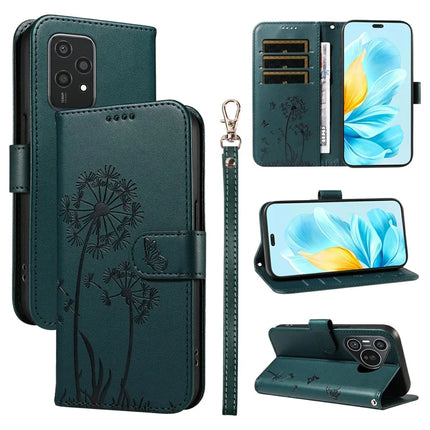 For Honor 200 Lite Leather Case Wallet Phone Cover Dandelion Imprint - Blue