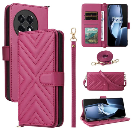 Wallet Phone Case for OnePlus Ace 5 5G / Ace 5 Pro 5G / 13R 5G Leather Phone Cover with Shoulder Strap - Rose