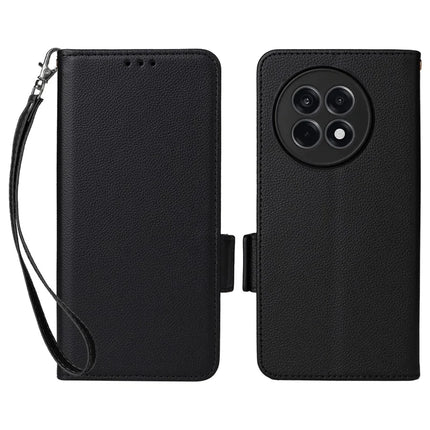 Leather Case for OnePlus Ace 5 5G / Ace 5 Pro 5G / 13R 5G Litchi Texture Wallet Flip Phone Cover - Black