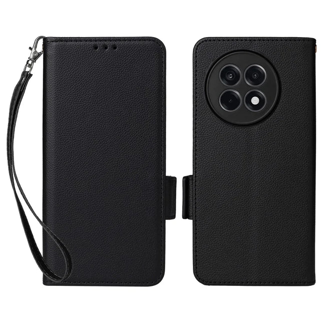 Leather Case for OnePlus Ace 5 5G / Ace 5 Pro 5G / 13R 5G Litchi Texture Wallet Flip Phone Cover - Black