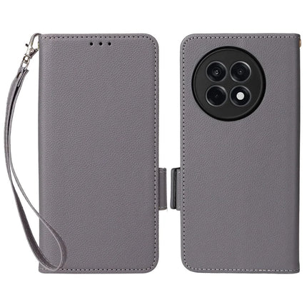 Leather Case for OnePlus Ace 5 5G / Ace 5 Pro 5G / 13R 5G Litchi Texture Wallet Flip Phone Cover - Grey