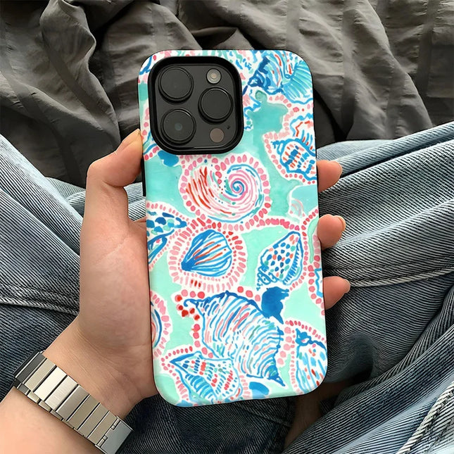 For iPhone 15 Pro Case Stylish Plant Pattern Shockproof PC + TPU Phone Back Cover - DS100