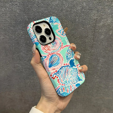 ShopCaseCart Shockproof Slim iPhone 15 Pro Protective cover Fashionable Plant Pattern Impact-resistant PC + TPU Phone Back Guard